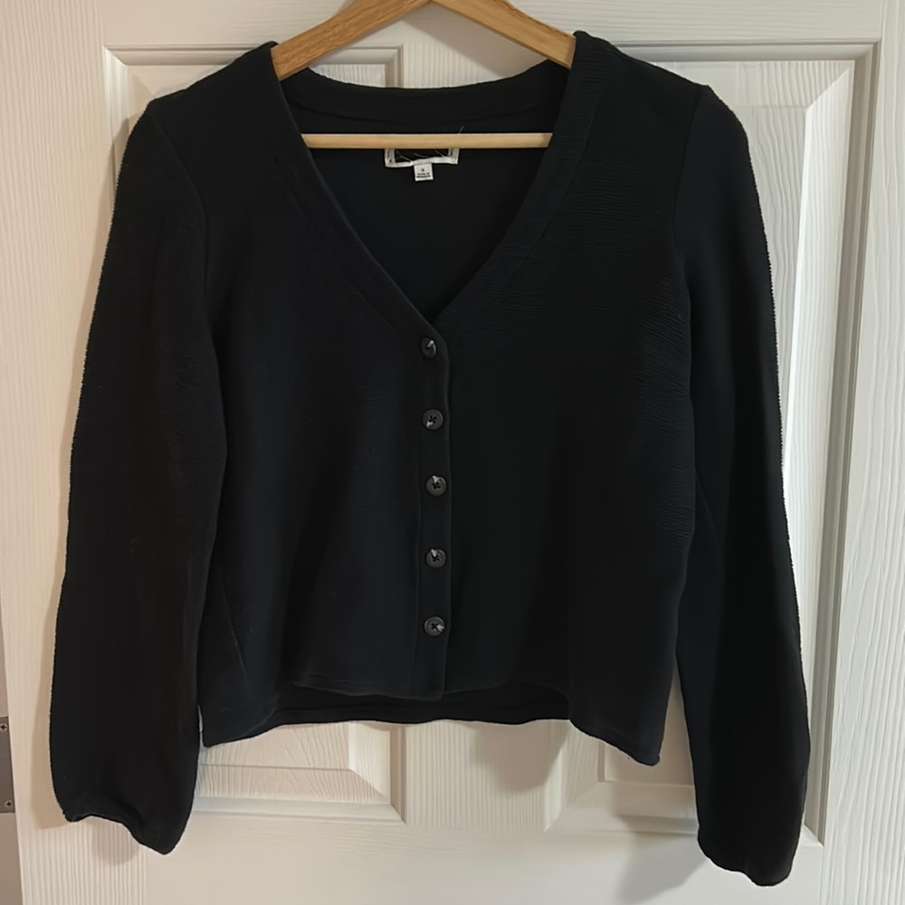 Black Crop Button Up